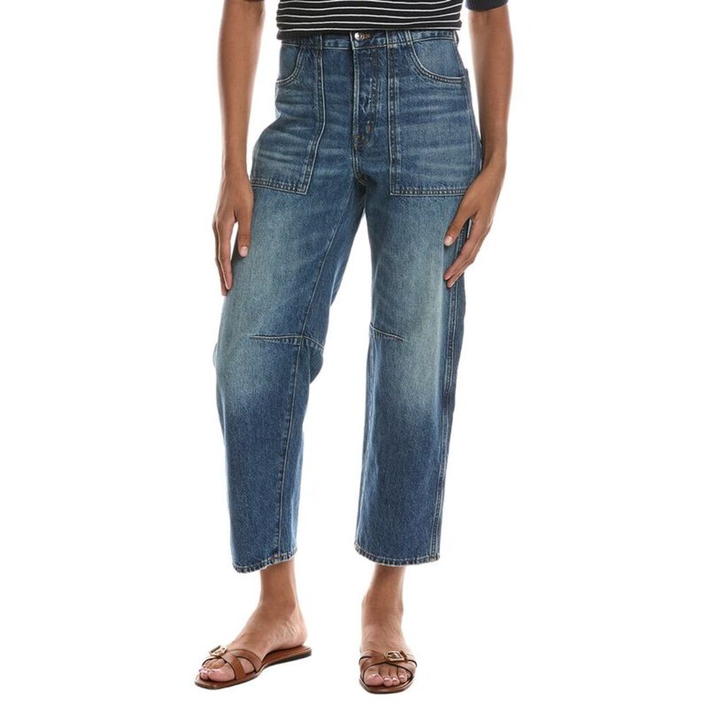 Madewell Womens The Curvy Darted Irmo Wash Barrel Leg Jean, Blue